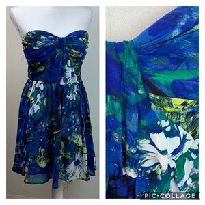 XOXO strapless chiffon floral party dress EUC 9/10